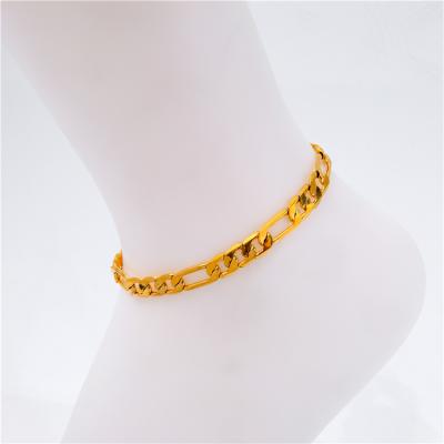 China Non-fading Fashion Customize Designer Bangle 7mm Vacuum 18k Plating Copper Metal Figaro Bracelets for sale