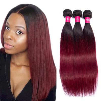 China Shmily Ombre Straight and Body Wave Two Tone 1b99j# Straight Hair Extensions, Brazilian Virgin Hair Bundles, 10-24 Inches For Black Women for sale