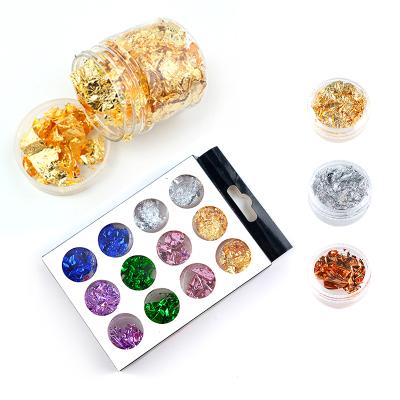 China DIY Resin Crafts DM156 DIY Gold Foil Paper Foil Rose Copper Flakes Leaf With Silver Jar Bottle For Resin Crafts Making for sale