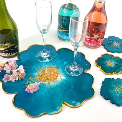 China DIY Wine Cup Holder Mold Dish Geode Sakura Coaster Mold Epoxy Resin Viable Silicone for Craft Tall Tray Mold for sale