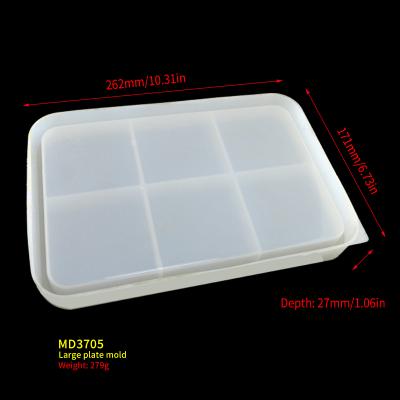 China Large Square Fruit Dish Artist Sustainable Deep Desk Coaster Tray Crystal Resin Silicon Mold For Home Decoration for sale