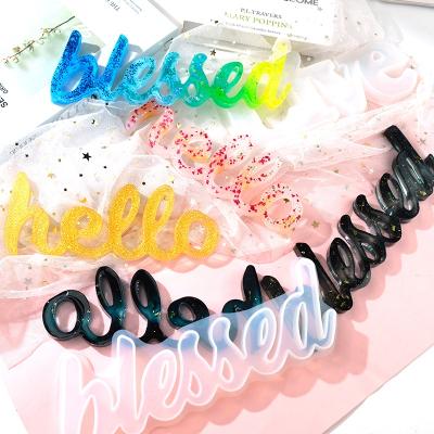 China 2021 Viable DM078 Bleesed Alphabet Silicone Mold Resin Silicone Mold Hello Live Epoxy Resin Art For Diy Craf for sale