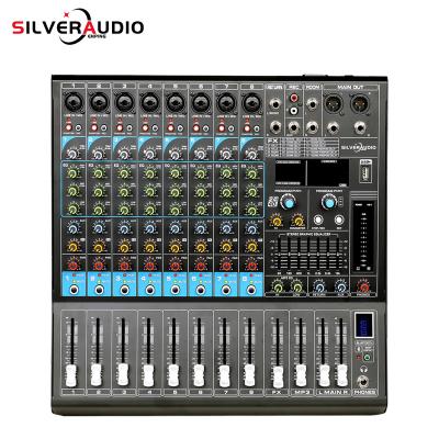 China Perfect Sound GAX-GL8 8 Channel blueteeth digital mixer console audio Professional Karaoke dj controller/audio console mixer With USB for sale