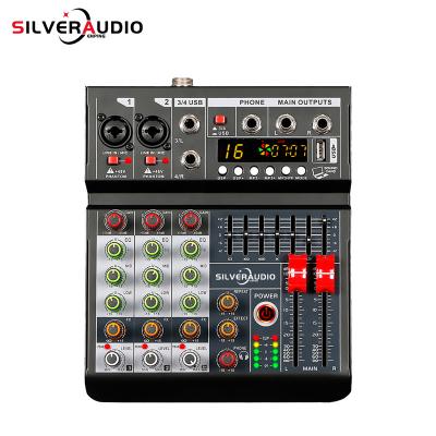 China 16 DSP GAX-MM4 Mini 4-Channel USB Audio Mixer With Blueteeth Function 48V Fantasy Power Multi-Function Mixer for sale