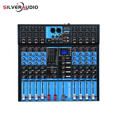 China Home amplifier GAX-ET8 Professional 8 Channel BT Audio Mixer USB High Bass Mixing Console MP3 Karaoke Amplifier DJ Equipment for sale