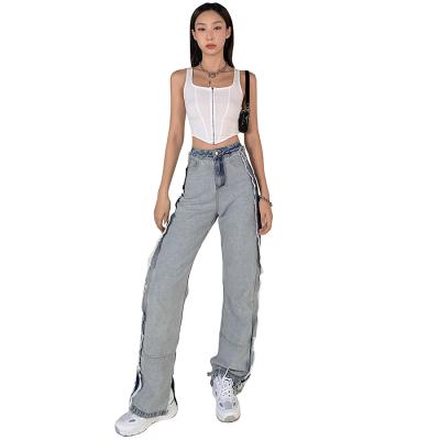 China Kliou Breathable Stacked Inside Out Women Flare Jeans 2020 Blue Pants Autumn Streetwear Female Long Trousers Denim High Waist Slim Pockets for sale