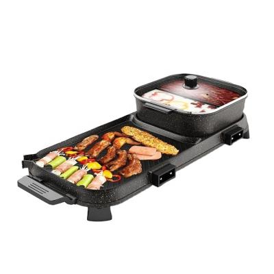 China Korea Hot Pot Grill Easy Clean Smokeless Indoor Nonstick Indoor Electric Grill With Hot Pot for sale