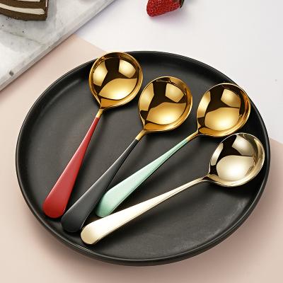 China Sustainable Small Ice Cream Scoop Multi Colors Stainless Steel Dessert Spoon for sale