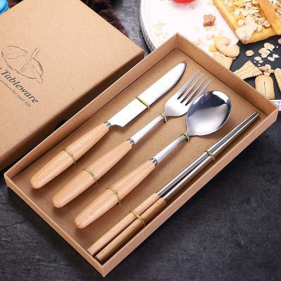 China Sustainable Wooden Handle Cutlery Set for sale