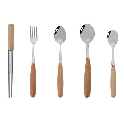 China Viable Folk Chopsticks Wooden Handle Dinner Spoon Cutlery for sale