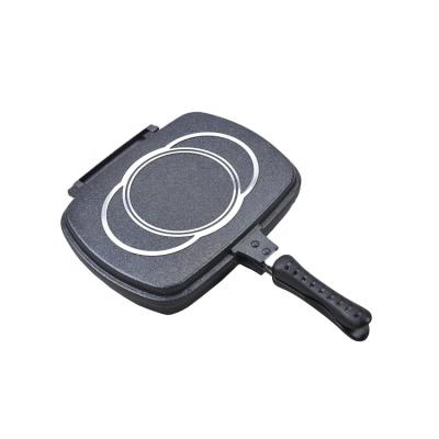 China Sustainable Aluminum Nonstick Double Sided Marble Frying Pan 36cm Square Shape Double Pan for sale