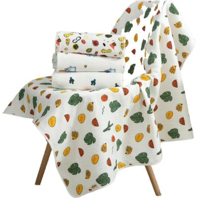 China PORTABLE kids summer quilt soft cotton printed baby muslin blanket to receive blanket for sale