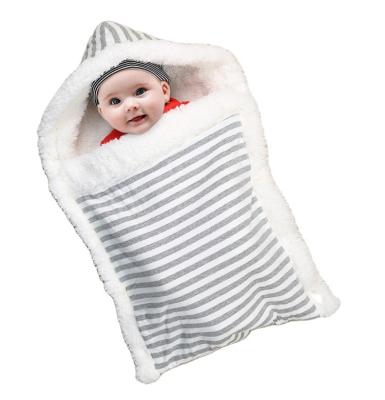 China Plus Size Thick Fleece Knit Stroller Wraps Receiving Baby Sleeping Bag Newborn Swaddle Sack for sale