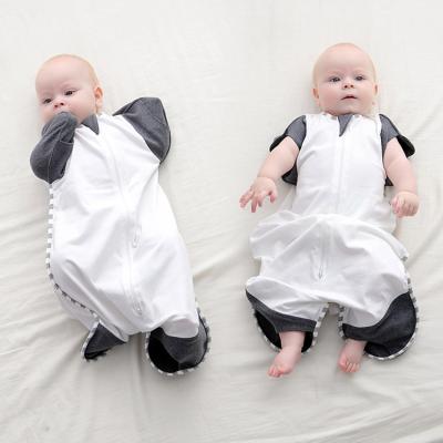 China Size 2-in-1 Plus Wrapping Baby Short Sleeve Body Suit Sleep Bag Two-Way Soft Cotton Zipper Bag Material for sale