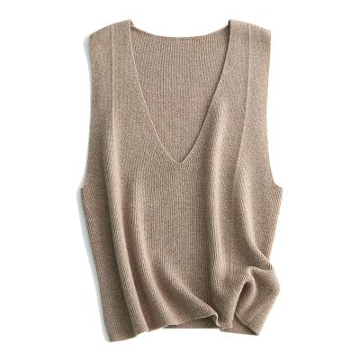 China Breathable V-Neck Wool Vest Knitted Pullover Sleeveless Sweater Size Variety Colors Free Options for sale