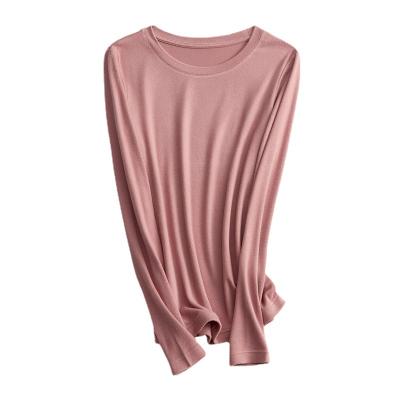 China Breathable Ladies Round Collar Cashmere Long Sleeve Sweater Autumn/Winter T-shirt Thin Bottom for sale