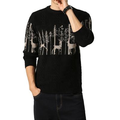 China Autumn/winter 2021 thick men's sweater men's breathable round neck the new printed knit men's sweater fashion for sale