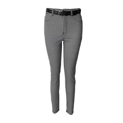 China Casual Simple Skinny Pencil Pants Plaid Houndstooth Pants High Stretch Mid Waist Classic Tight Pants QUICK DRY For Young Lady for sale