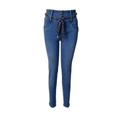 China QUICK DRY young women fashion pencil pants tight waist comfortable elastic jeans high waist classic casual jeans skinny stretch denim for sale