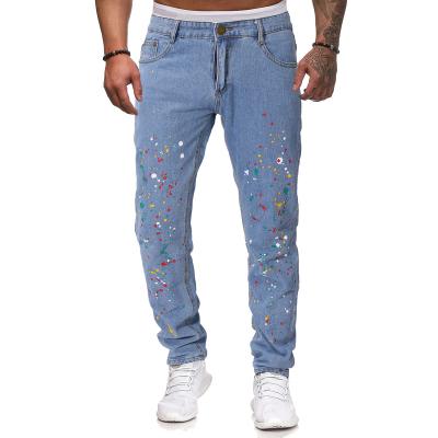 China Bufa Fashion Breathable Hombre Mujer OEM/ODM Hand Paint Pants Jeans Loose Casual Men's Cotton Pencil Pants Slim-leg for sale