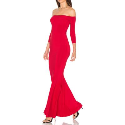 China Anti-Static Custom Made Prom Party Feast Evening Dresses Red Sexy Mermaid Off Shoulder Long Sheath Dresses Even Elegant For Women Long Dress for sale