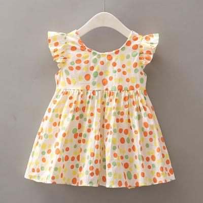 China Custom Made Washable Summer Casual Girls Dress 100% Cotton Mini Loose Floral Dress Baby Frill Dress For Kids for sale