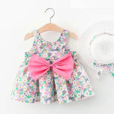 China Summer Washable Custom Girls Dress 100% Cotton Mini Loose Floral Dress Baby Frill Dress For Casual for sale