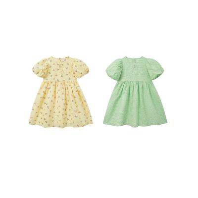 China Wholesale Summer Washable Girls Dress 100% Floral Print Cotton Baby Frill Dresses Fly Sleeve Kid Dress for sale