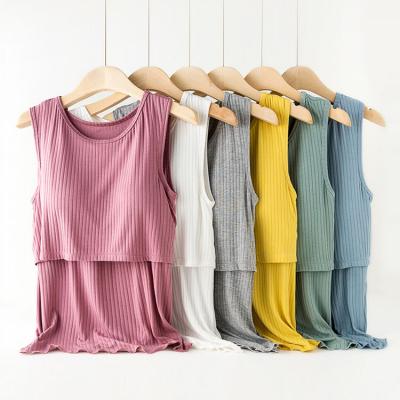 China Custom Fashion OEM Radiation Protection Yellow Knit Plus Size Casual T-shirt Cotton Tank Maternity Nursing Dress Tops For Home for sale