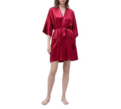 China QUICK DRY custom logo silk pajamas gifts red high quality satin sandals lace up silk bridesmaid robes long robes for pajamas for sale