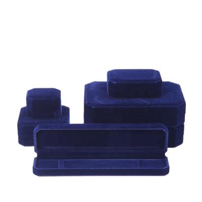 China Jewelry Storage and Display Wholesale Set of 2021 Custom Blue Velvet Jewelry Boxes, Square Shape Jewelry Packaging Box for Ring Necklace Bracelet Earring for sale