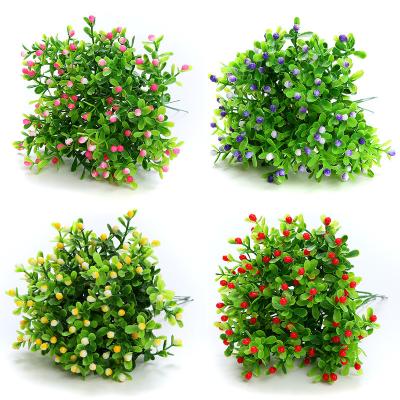 China Small Plastic Flower Milan Simple Grain Of Mini Simulation Artificial Flower Green Plant Decorative Potted Factory Plastic Wholesale for sale