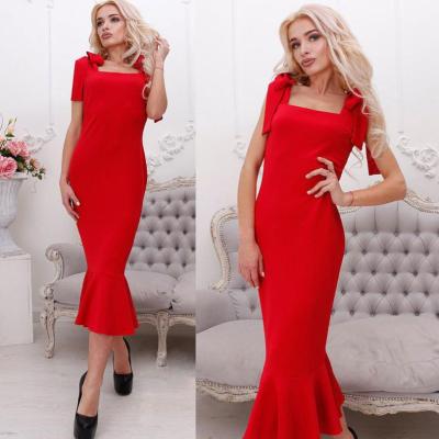 China Women's fashion dress Victoria fishtail skirt zm60167b lace breathable slim dress solid color dress for sale