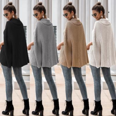 China zm60217c Autumn and winter fashion women's cape coat leisure knitwear turtle neck color breathable pure sweater coats for lady for sale