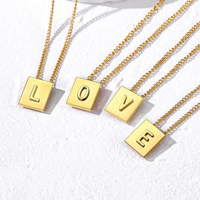 China Hot Sale Environment Friendly Gold Plated 26 Letter Brass Minimalist Jewelry Personalized Alphabet Pendant Necklace for sale