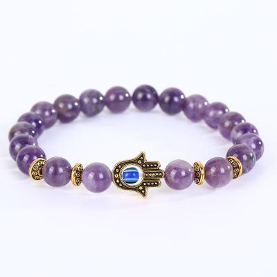 China 2021 Wholesale Classic Amazon Amethyst Bracelet Purple Quartz Beads Bracelet Charm Men And Woman Bracelet for sale