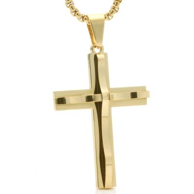 China 2020 New Arrival TRENDY Christian Religion Jewelry 18K Gold Plated 316L Stainless Steel Jesus Cross Pendant for sale