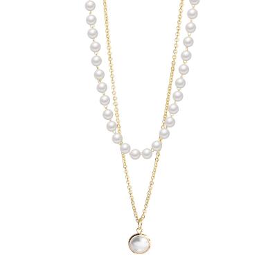 China Wholesale Pearl Strand Pearl Necklace Stainless Steel Fashion 2021 Fashion Gold Pearl Pendant Necklace for sale