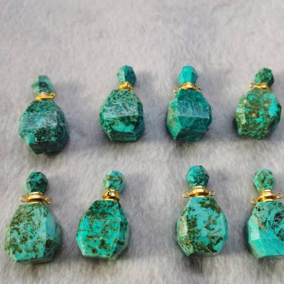 China Factory Wholesale Classic Phoenix Perfume Bottle Chrysocolla Stone Similar Oil Bottle Crystal Stones Bottle for sale