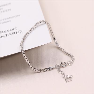 China Custom Hot Sale 925 CLASSIC 2020 Sterling Silver Bracelet Box Chain Tennis Bracelet Hot Sale For Woman for sale