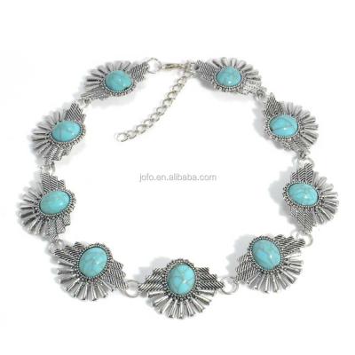 China 3YK-017 Fashion Vintage Necklace Women Jewelry Chocker Turquoise Necklace Choker for sale