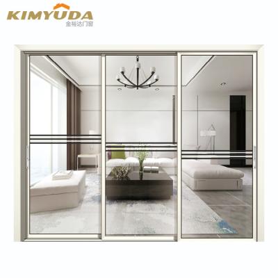 China Energy Saving & waterproof & Sound Insulation Terrace Sliding Door Design Decorative 4 Panel Thin Frame Sliding Door For Bedroom for sale