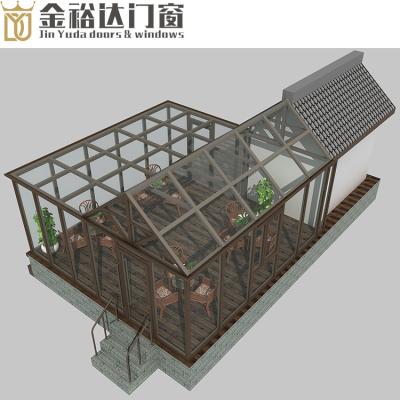 China Custom tempered glass sunroom villa outdoor broken deck insulation sunshade roof insulation glass aluminum piece for sale