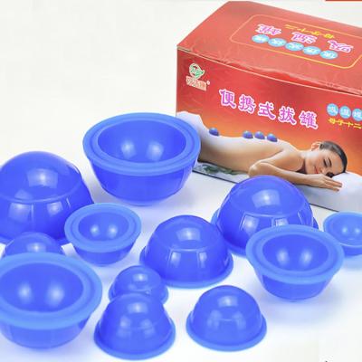 China 12pcs Chinese Plastic Facial Cupping Cups Set Gua Sha Cans Silica Gel Anti Cellulite Massage Therapy for Body/Face for sale