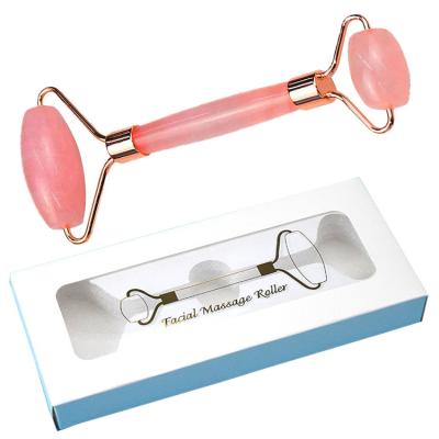 China Logotipo personalizado de embalagem Rose Quartz Ocular Massage Roller Tool para Facial Face Jade Rollers à venda