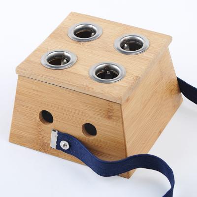 China Four Holes Row 2 Portable Bamboo Moxa Box for Traditional Chinese Medicine Treatment for sale