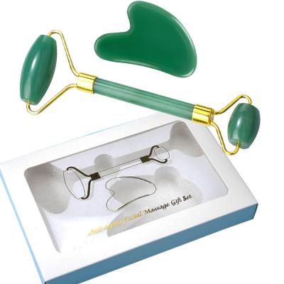 Cina 17*12*2.4cm giada verde avventurino face roller e gua sha set per il massaggio facciale in vendita