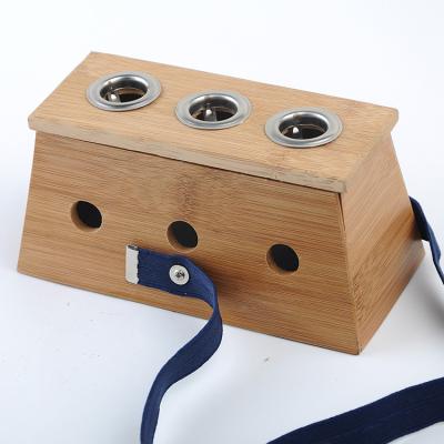 China Portable Bamboo Three Holes Moxa Needle Box for Warm Meridians and Activate Collaterals for sale