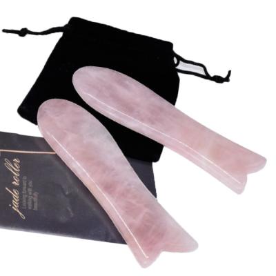 China Face Massager Gua Sha Fish Shape Guasha Tool Set Therapy Tool with 100% Natural Jade for sale