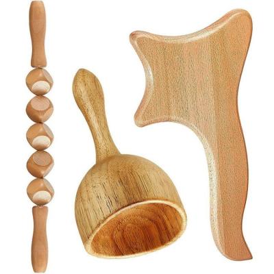 China Wood Therapy Tools Set for Massage Gua Sha Kit and Lymphatic Drainage Massager Roller for sale